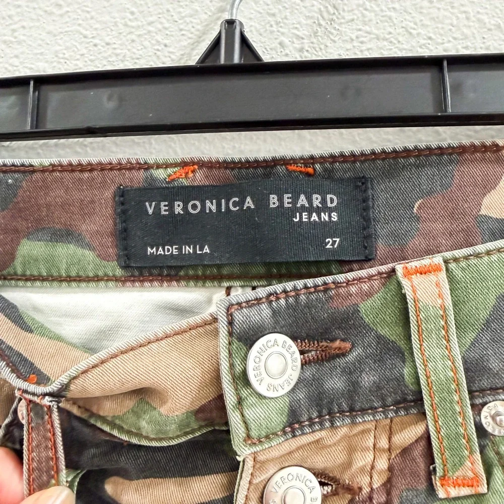 Veronica Beard Cotton Carly Kick Flare High Rise Jeans Camo Women's 27 - Picture 7 of 8